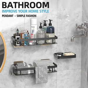 <strong>Wall</strong> Mounted Black Bathroom Shelves Shower Caddy <strong>Wall</strong> Shelf Brackets Shower Shelf <strong>Wall</strong> Mounted Storage Organizer <strong>Rack</strong> - Product Image 5
