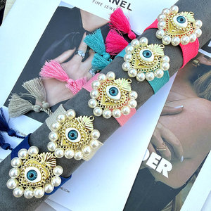 CH-LHB1303 Bonita Pulsera <span class=keywords><strong>de</strong></span> Cuentas Ajustable con Dijes <span class=keywords><strong>de</strong></span> San <span class=keywords><strong>Benito</strong></span>/<span class=keywords><strong>Cruz</strong></span>/Corazón Bañada en Oro, Venta al por Mayor, Pulsera Religiosa con Dijes - Product Image 5