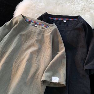 Men's Summer Linen Short <strong>Sleeved</strong> <strong>T</strong>-<strong>shirt</strong>, Cotton Linen <strong>Half</strong> <strong>Sleeved</strong> Loose Solid Color Base <strong>T</strong> <strong>Shirt</strong>, Fashionable Tshirt - Product Image 2