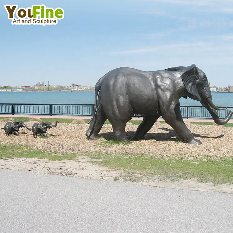 Life Size Cast Antique Bronze Elephant Sculpture Statue For Sale