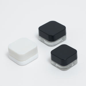 Cannacoast Pot en verre carré personnalisé avec bouchon en plastique blanc noir Crème pour les yeux à l'épreuve des enfants Pots de concentré de soins de la peau pour herbe florale - Product Image 1