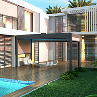 Hot Sales Motorisierte Aluminium-Pergola mit fern gesteuertem Lamellendach-Sonnenschutz-Pulver beschichtung rahmen für Garten pools im Freien