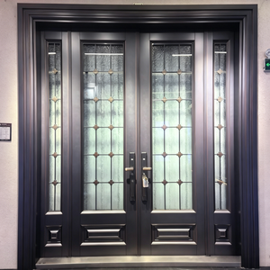 Puerta Inteligente para Hogar de Aleación de <span class=keywords><strong>Zinc</strong></span> con Diseño Geométrico Único <span class=keywords><strong>y</strong></span> Personalizado, Puerta Principal Barroca Caribeña con Huella Dactilar, Puerta de Zamak - Product Image 6