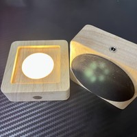 Veilleuse LED rechargeable, support de lampe en bois carré, socle en bois massif, luminaires de décoration artistique pour atmosphère de bureau 5V