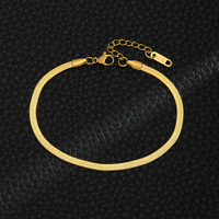 Bracelets ajustables en acier inoxydable plaqué or 18 carats avec chaîne à maillons plats serpent pour femmes Bijoux minimalistes faits à la main