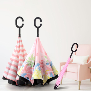 Grand parapluie inversé à double couche pour l'extérieur, imperméable et coupe-vent, manuel et droit, réversible à l'envers - Product Image 2