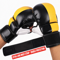 Gants de MMA professionnels en cuir PU couleur personnalisée avec double protection des poignets pour Muay Thai, Kickboxing, Sparring, OEM