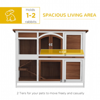 Grande cage à lapins moderne à 2 niveaux en bois de sapin, pour intérieur et extérieur, avec plateau amovible, portes verrouillables, toit imperméable, pour petits animaux