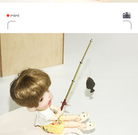 Set Joran dan Jaring Miniatur Rumah Boneka dengan Mainan DIY untuk Boneka Action Figure