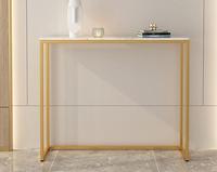 Couloir moderne de luxe Table d'appoint longue et étroite en pierre frittée personnalisée Table console en marbre et acier inoxydable doré