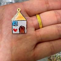 FMSCM-9 Pendentifs de style Kawaii peints à la main, breloques chat, cœur, maison, floral, poisson, citron, accessoires de bijoux pour femmes, pendentifs délicats