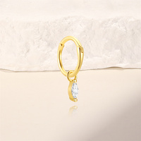 925 Silber 18K vergoldetes Huggie Hoop Set mit achtzackigem Stern, Marquise, vierblättriger Blume und Zirkonia-Besatz für Rook- und Helix-Piercings