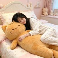 Coussin en peluche chat long, mignon et kawaii, animal en peluche doux, orange, duveteux, pour dormir, rembourré en coton PP, unisexe, pour tous les âges, cadeau