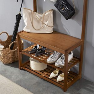 Perchero Industrial de Madera Vintage, Zapatero de Bambú para Entrada o Sala de Estar - Product Image 6