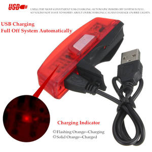 Feu arrière de vélo rechargeable par USB, LED rouge et blanc, 4 modes, étanche IPX4, en plastique, pour la conduite nocturne - Product Image 4