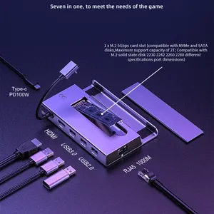 7 trong 1 USB C HUB SSD <span class=keywords><strong>Dock</strong></span> HD 4K 60Hz SATA NVMe M.2 sàn hơi Docking Station cho ayaneo phụ kiện jsaux <span class=keywords><strong>Nintendo</strong></span> chuyển đổi docks - Product Image 1