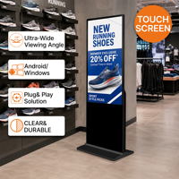 Pantalla Comercial para Interiores de 32-65 Pulgadas, 4K UHD, 178°, Funcionamiento Continuo °   Base Táctil PCAP Delgada de 4 mm para Windows Mobile