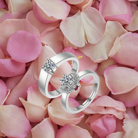 Bague de luxe en diamant, bague de couple, simple, plaquée argent blanc, double bague avec zircon et diamant de couleur