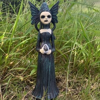 Figurines de fées miniatures en résine fées noires statue gothique halloween fée jardin