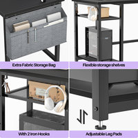 Table de jeu d'ordinateur d'angle AJUNION, table d'ordinateur avec étagères, bureau de jeu avec gestion des câbles, éclairage LED, mobilier de jeu