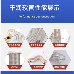 Qianrun Rubber Plastic <strong>Flexible</strong> PU <strong>Hose</strong> 2mm Wall Thickness Transparent Polyurethane Duct For Ventilation Exhaust Dust Extraction - Product Image 4