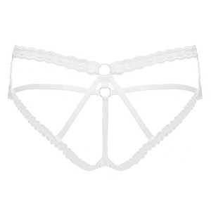 Culotte string transparente sexy à découpes en dentelle pour femme, taille basse, entrejambe en coton, confortable et sculptante - Product Image 1