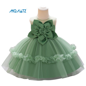 MQATZ Robe Tutu de Performance pour Filles Verte, Robe de Soirée Princesse Broderie Fleurs Perles pour Enfants L2309XZ Bébé - Product Image 5
