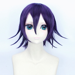 Peluca Sintética Corta Ainizi de 35 cm, Color Morado Oscuro, Peluca de Cosplay del Personaje de Kokichi Oma de <span class=keywords><strong>Danganronpa</strong></span> <span class=keywords><strong>3</strong></span> - Product Image 2