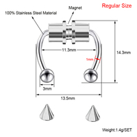 Bijoux de piercing au nez tendance SC, faux septum, anneau de nez en forme de fer à cheval, anneau de nez magnétique en acier inoxydable sans perçage, ensemble d'anneaux de nez