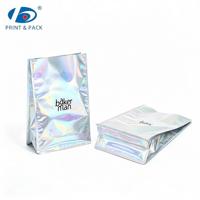 Emballage personnalisé pour collations, sac à fond plat pour café en poudre, bonbons, biscuits, emballage thermoscellable, sac holographique