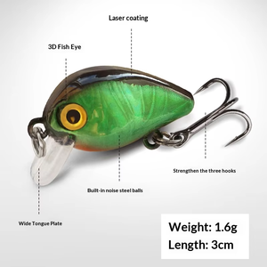 Leurre <span class=keywords><strong>Minnow</strong></span> 3cm <span class=keywords><strong>1</strong></span>.6g, Appât Artificiel Dur en Plastique avec Hameçons pour la Pêche à la Carpe, au Bar, à la Truite, au Tilapia en Eau Douce/Mer, Appât de Surface/Moyenne Profondeur - Product Image 3