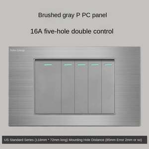 Interruptor de luz de pared gris cepillado, enchufe eléctrico de pared con luz, interruptor de pared de 1/2/3/4/5/6 vías - Product Image 3