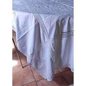 Mantel de Lino Blanco para Bodas, con Bordado a Cuadros, Inserciones de Crochet, Patrón Rectangular Cuadrado, para Hoteles y Fiestas de Boda de Marca - Product Image 6