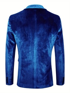 Blazer de Terciopelo para Hombre, Corte Entallado, Chaqueta de Esmoquin con un Botón para Baile de Graduación, Boda, Cena - Product Image 4