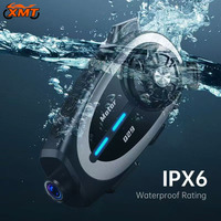 Casque de moto avec interphone et caméra 1080p, partage de musique sur 500 m, écouteurs d'interphone pour moto