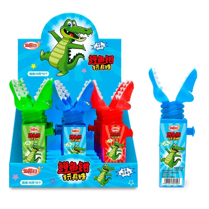 JinDaoGu Crocodile Telescopic Pliers Toy Creative Candy Toys Exotic Snacks for Kids in Box Packaging