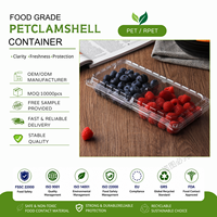 Kontainer Buah Blueberry 12 OZ PET Transparan Dua Kompartemen dengan Lubang Ventilasi