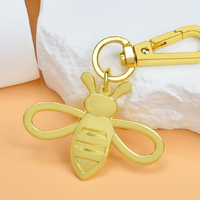 Porte-clés personnalisé avec logo religieux en forme d'abeille, plaqué or, en métal émaillé, pour cadeau promotionnel