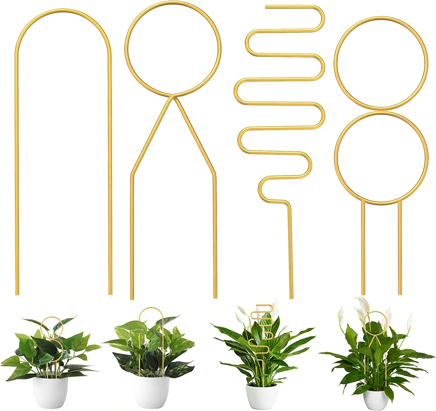 4 Pack Set Potted Plants 35cm Heights Iron Material indoor plant trellis