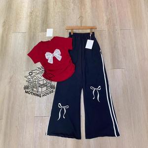 Trendy bestseller dames set met strikprint, bestsellers dames top en broek set - Product Image 1