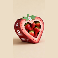 Creatieve 3D fruitvormige milieuvriendelijke golfkartonnen dozen met sleuven |   Op maat gemaakte gesneden mango-kersen snack geschenkverpakking |   Matte OEM