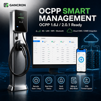 GANCRON Charger EV Komersial Grosir 22kW AC Tipe 2 OCPP 1.6J Bersertifikasi MID 4G Smart Wall Mount untuk Hotel dan Parkir