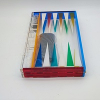 Backgammon de luxe moderne en acrylique Lucite carré pliable, pré-assemblé et résistant à l'eau