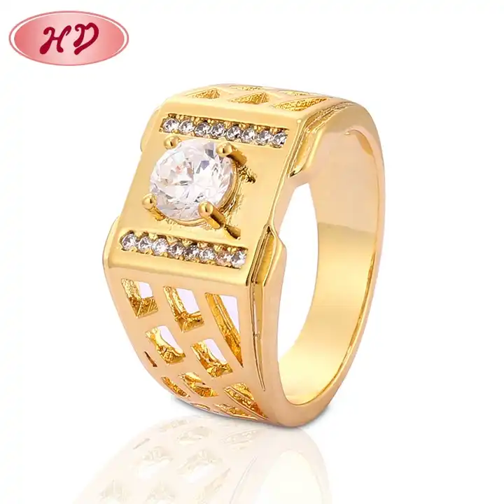 mens Classic Four Finger Ring 1.85ct Cubic Zirconia Yellow Gold Plated  Silver | eBay