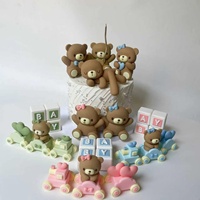 Décorations de Gâteau Mini Ours Rose Bleu pour Baby Shower Fête d'Anniversaire Garçon Fille