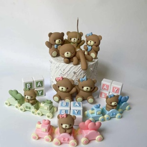 Decorazioni per <span class=keywords><strong>torta</strong></span> Mini <span class=keywords><strong>orsetto</strong></span> blu rosa Toppers per Baby Girl Baby Shower festa di compleanno decorazioni - Product Image 1