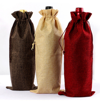 Sacs de luxe pour bouteilles de vin avec logo personnalisé, emballage cadeau pour vin en lin/jute/cuir PU/soie/toile/mousseline avec sac à cordon