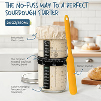 Kit complet de démarrage pour la fabrication du levain : Fournitures pour la cuisson du pain avec pot en verre pour levain et panier de fermentation rond de 9 pouces, ensemble d'outils idéal