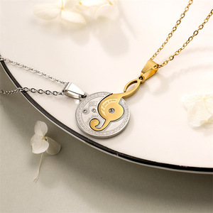 MIENTER acier inoxydable son roi sa reine pendentif collier mode collier 2 pièces/ensemble pour les Couples amoureux - Product Image 6