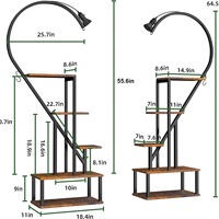 2025 support de plante d'intérieur avec lumières de croissance, présentoir à grand support à 6 niveaux avec roues support de plante en métal pour la maison